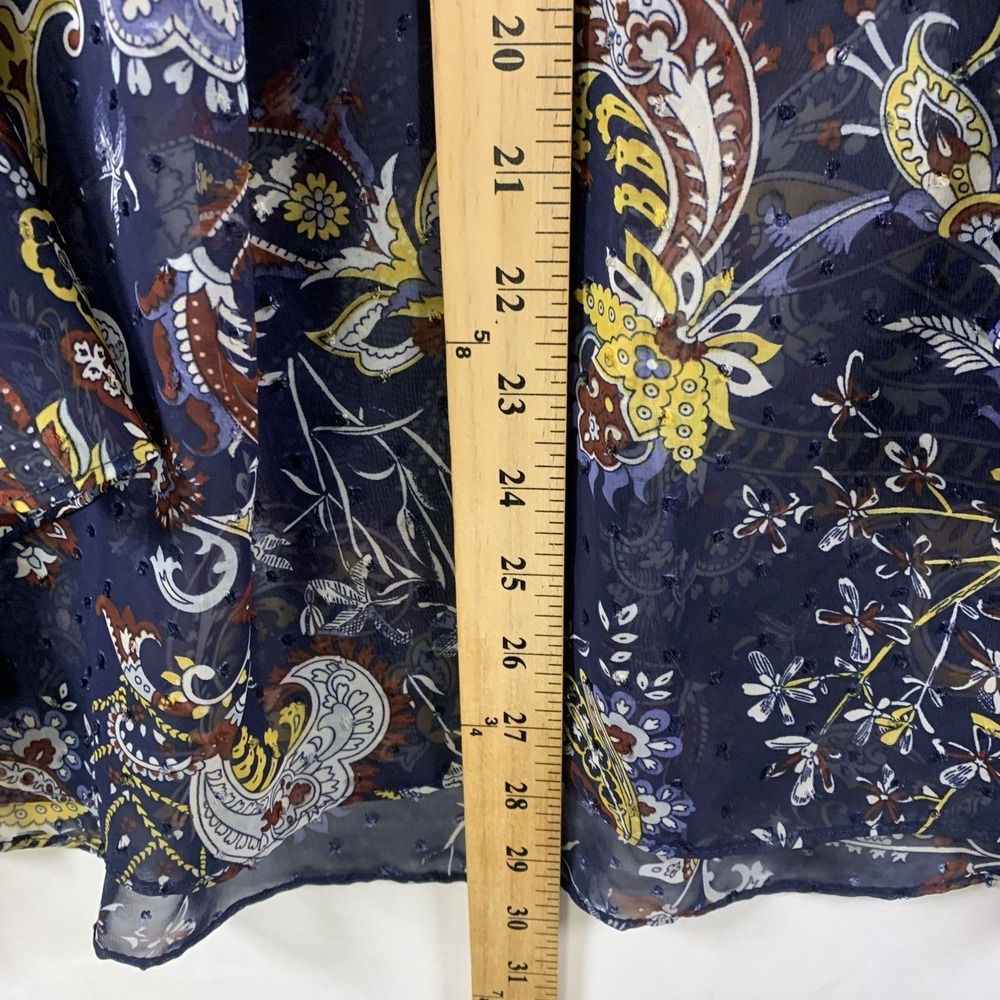 Womens Sheer Paisley Boho Bell Sleeve Top Size 1X Crochet Flowy Artsy Layer - Picture 7 of 12